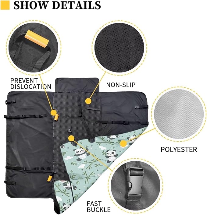 AFPANQZ Cartoon Panda Car Back Seat Cover