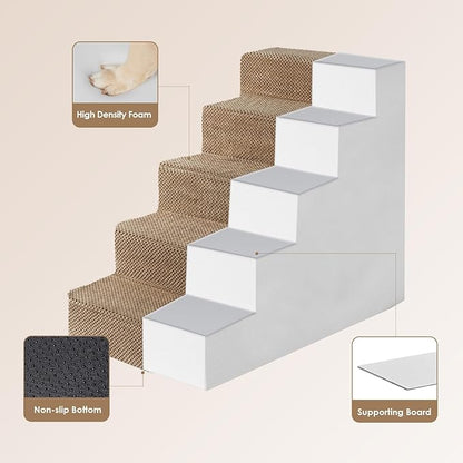 EHEYCIGA Dog Stairs for High Bed 22.5”H 5-Step Dog