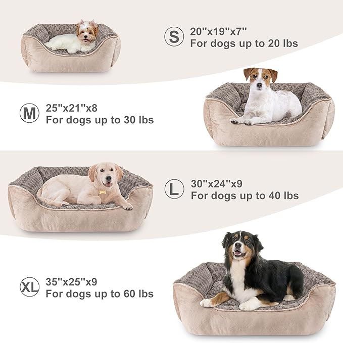 JOEJOY Rectangle Dog Bed for Large Medium Small Dogs Machine Washable Sleeping Dog Sofa Bed Non-Slip Bottom Breathable Soft Puppy Bed Durable Orthopedic Calming Pet Cuddler