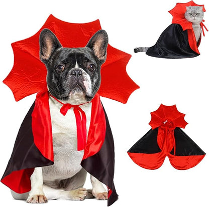 Halloween Dog Costume Pet Vampire Cape Devil Costume Dog Halloween Cloak Cape Funny Halloween Outfits for Small Medium Dogs Puppy Witch Clothes Cosplay Wizard Outfit Party Cosplay Costumes