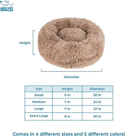 Best Pet Supplies Round Donut Dog Bed with Plush Faux Fur Fabric 27x27x7.5''