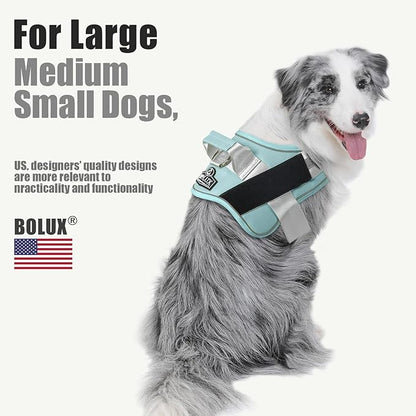 Bolux Dog Harness, No-Pull Reflective Dog Vest, Breathable Adjustable Pet Harness with Handle for Outdoor Walking - No More Pulling, Tugging or Choking