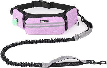 Hands Free Dog Leash with Dog Walking Fanny Pack for Large Medium Small Dogs