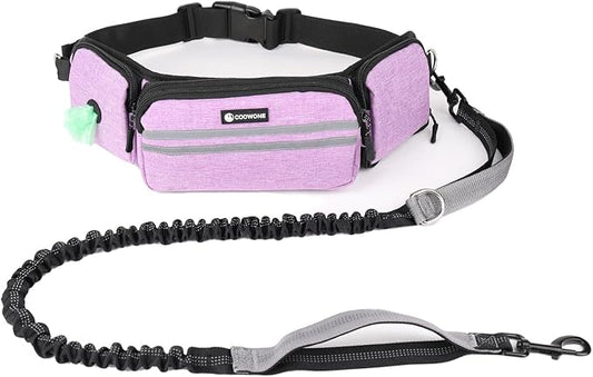 Hands Free Dog Leash with Dog Walking Fanny Pack for Large Medium Small Dogs