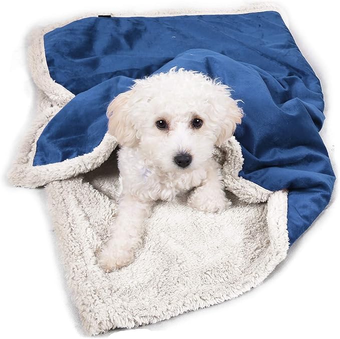 Puppy Blanket, Super Soft Sherpa Dog Blankets and Throws Cat Fleece Sleeping Mat for Pet Small Animals 45x30 Blue