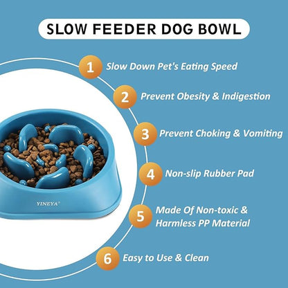 Slow Feeder Dog Bowls Large Breed, Dog Slow Feeder Bowl, Dog Food Bowls Slow Feeder, Dog Bowl Slow Feeder, Dog Bowl That Slow Down Eating(DarkBlue)