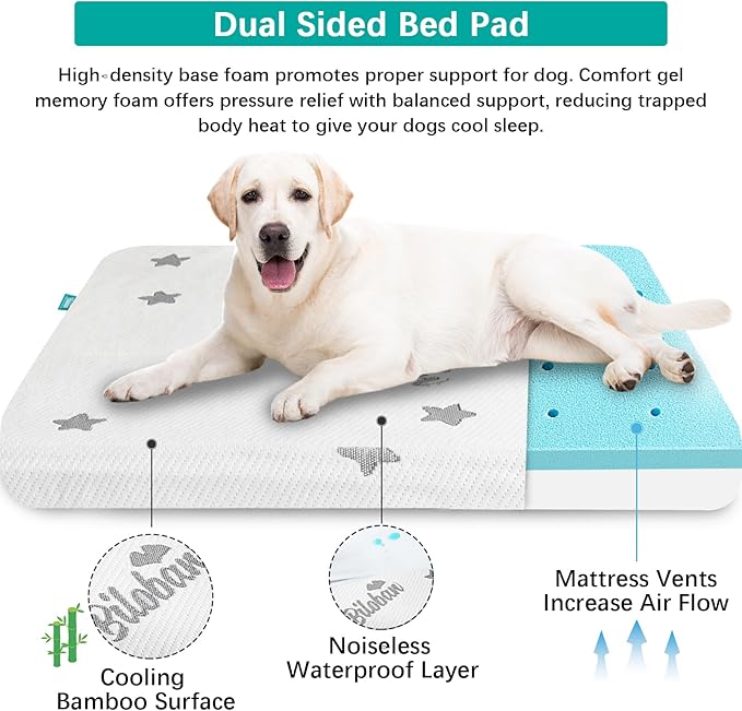 Waterproof Large Dog Bed, Washable Dog Crate Bed with Removable Cover, Chew Proof Dog Beds & Furniture for Kennel, Dog Mat for Medium or Large Dogs Cage