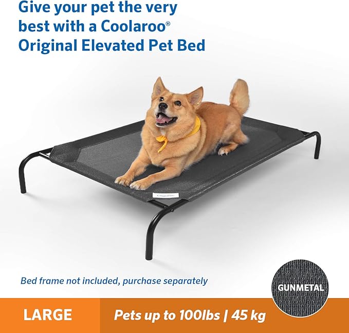 Coolaroo The Original Elevated Pet Bed Replacement Cover, Large Gunmetal , 51"L x 51"W x 0.3"Th