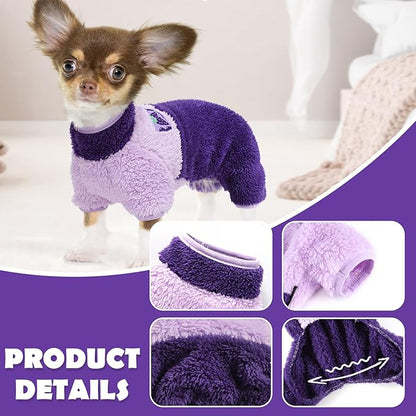 Dog Sweater Pajamas Fall Dog Clothes for Small Dogs Girl & Boy Warm Turtleneck Dog Pjs Puppy Onesie Jumpsuits Winter Hairless Cat Clothes Dog Apparel Pet Clothes, Purple