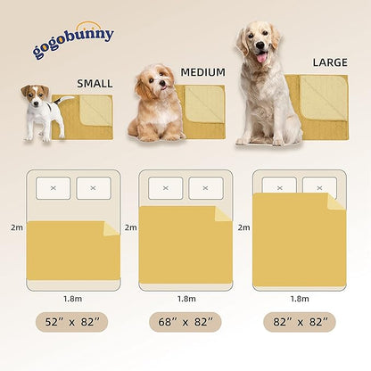 gogobunny 100% Double-Sided Waterproof Dog Bed Cover Pet Blanket Sofa Couch Furniture Protector for Puppy Large Dog Cat, Reversible (68x82 Inch (Pack of 1), Dark Yellow/Light Yellow)