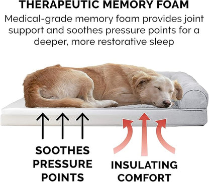 Furhaven Memory Foam Dog Bed for Large Dogs w/ Removable Bolsters & Washable Cover 95 lbs