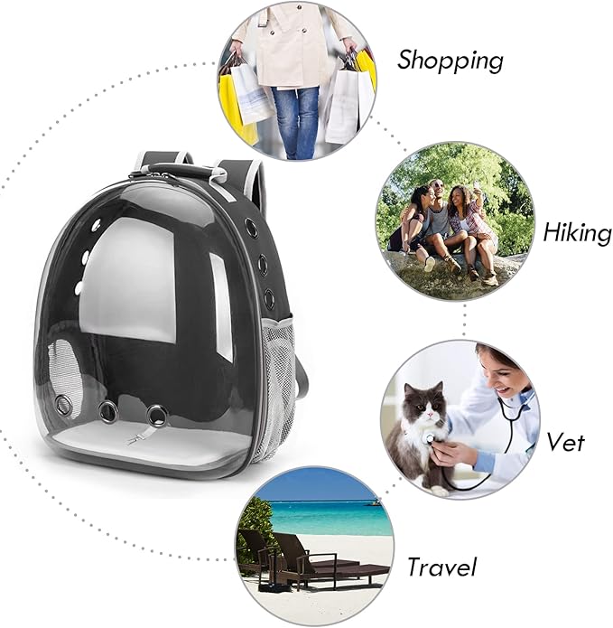 Cat Backpack,Pet Bubble Carrier Backpack Airline Approved,Cat Bookbag with Cat Toy,Small Animal Travel Carrying Bag for Puppy Dog Kitten Bunny Bird Chicken Guinea Pig with Hiking Walking Outdoor Use