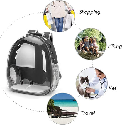 Cat Backpack,Pet Bubble Carrier Backpack Airline Approved,Cat Bookbag with Cat Toy,Small Animal Travel Carrying Bag for Puppy Dog Kitten Bunny Bird Chicken Guinea Pig with Hiking Walking Outdoor Use