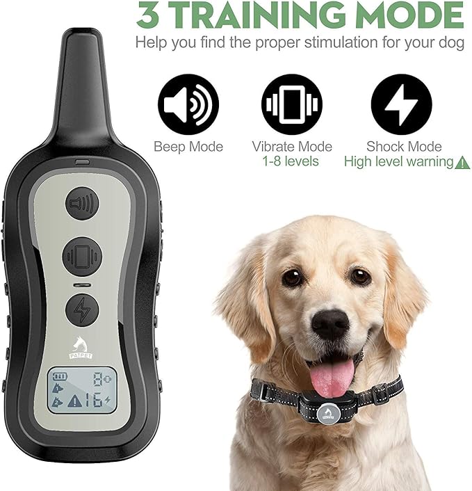 PATPET Dog Training Collar Shock Collar with Remote 3 Training 1000 ft