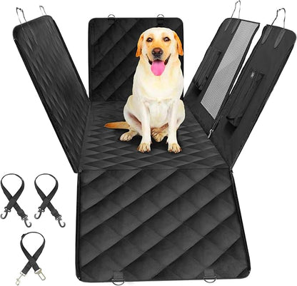 Simple Deluxe Dog Car Seat Cover for Back Seat 3 Pockets, 600D Scratchproof