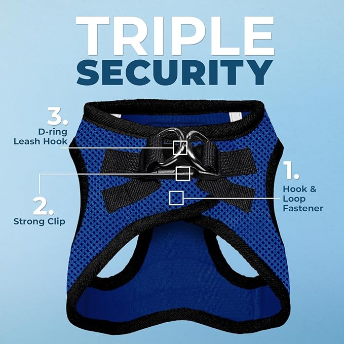 Voyager Step-in Air Dog Harness - All Weather Mesh Step in Vest Harness for Small and Medium Dogs and Cats by Best Pet Supplies - Harness (Royal Blue/Black Trim), M (Chest: 16-18")