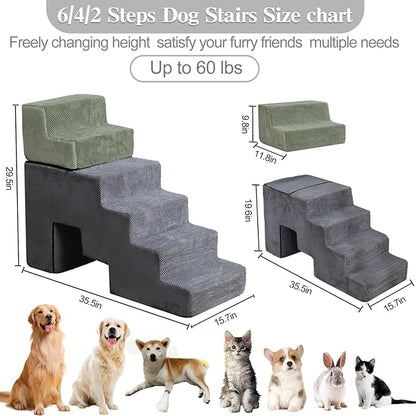 Dog Stairs Dog Steps 30 inches High for Small Large Dogs for High Beds 28-34 inches Tall 35D Foam 30 inches,