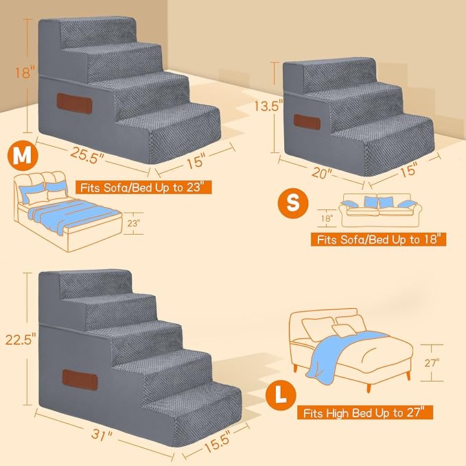 Supet Tall Dog Stairs for Small Medium Large Dogs to Get on Bed
