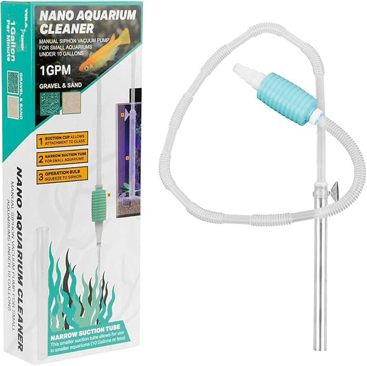 TERA PUMP TRFTCLN-S (BPA-Free) Nano Aquarium Cleaner Fish Tank Gravel & Sand Cleaner for Small Aquariums Under 10 Gallons