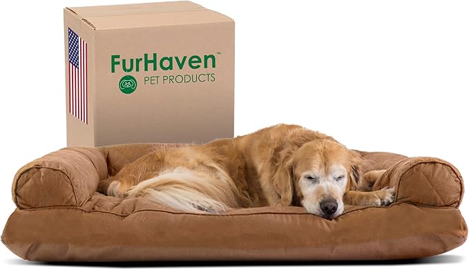 Furhaven Pillow Dog Bed for Large Dogs w/ Removable Bolsters & Washable Cover