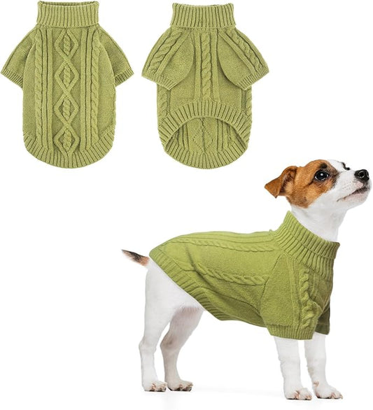 BEAUTYZOO Small Dog Sweater, Dog Sweatshirt Pullover Cable Knitwear, Classic Turtleneck Thick Cold Weather Dog Clothes for Small Medium Dogs Puppy Girl Boys Chihuahua, Bulldog, Dachshund, Pug, Yorkie