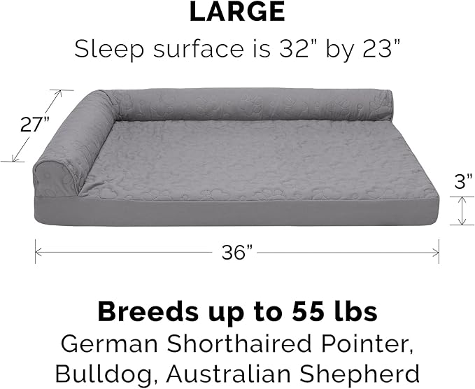 Furhaven Memory Foam Dog Bed for Large/Medium Dogs w/ Removable Bolsters & Washable Cover 55 lbs