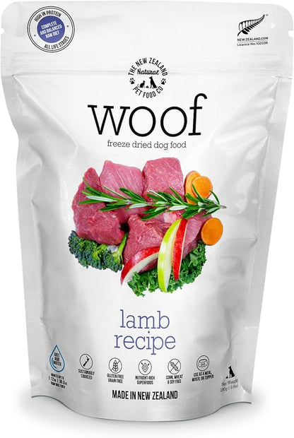 WOOF Lamb Freeze Dried Raw Dog Food, Mixer, or Topper, or Treat - High Protein, Natural, Limited Ingredient Recipe 9.9 oz