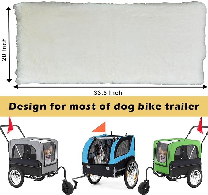 Dog Bike Trailer Pad for Large Dogs, Ultra Soft Non-Slip Pet Stroller Mattress Mat 33.5"X20" Folding Pet Carrier Strolling Cart Pad Cushion, Beige