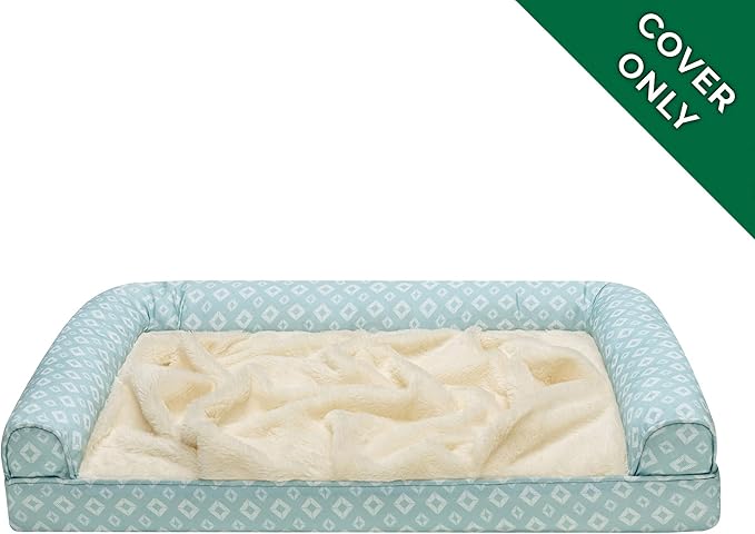 Furhaven Replacement Dog Bed Cover Plush & Diamond Print Nest Top Sofa-Style