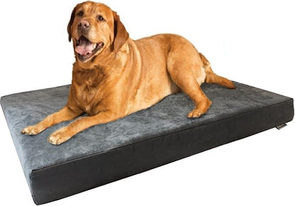 XL Orthopedic Waterproof Durable Dog Bed for Medium to Large Dogs with Cool Memory Foam Pad, Microsuede in Gray, 40"X35"X4"