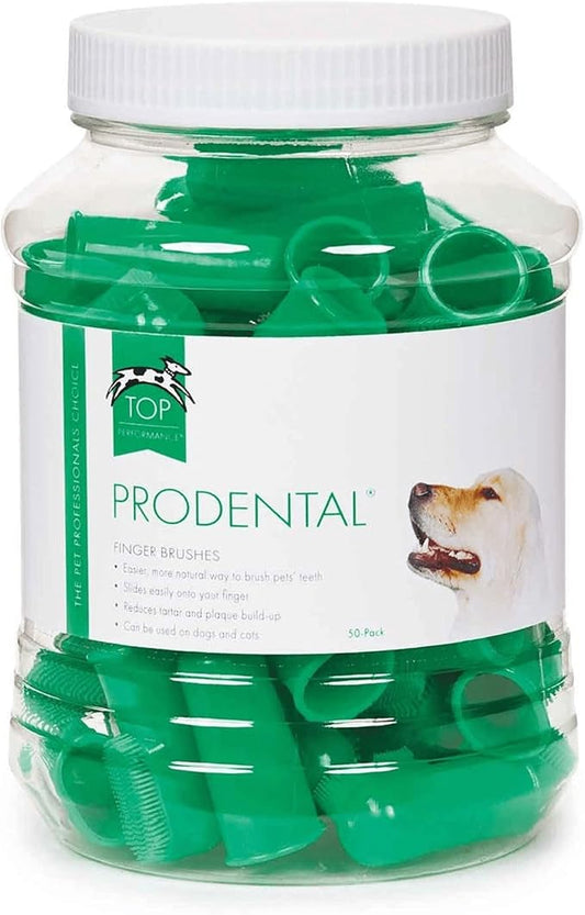 Top Performance ProDental Finger Brushes — Convenient Toothbrushes for Cleaning Pets' Teeth, 50-Pack