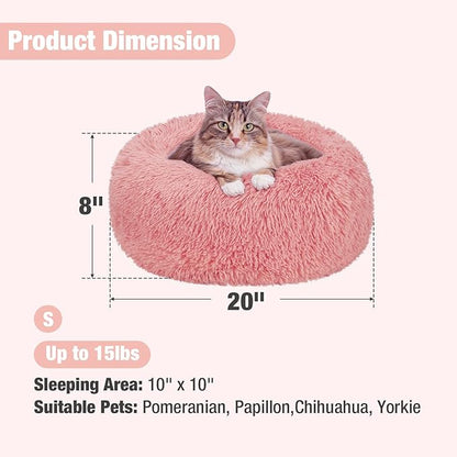Veehoo Calming Cat Bed for Small Cats 20", Pink
