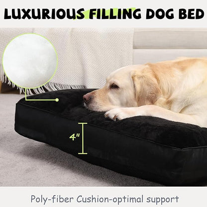 Dog Crate Bed Waterproof Deluxe Plush Dog Beds with Removable Washable Cover Anti-Slip Bottom Pet Sleeping Mattress for Large 47 x 29 inch,
