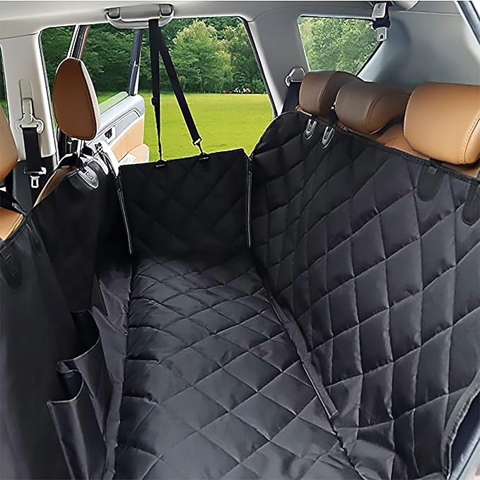 Dog Car Seat Covers for Back Seat Waterproof with Mesh Window Durable Scratchproof Nonslip Dog Car Hammock with Universal Size seat Protector Fits for Cars
