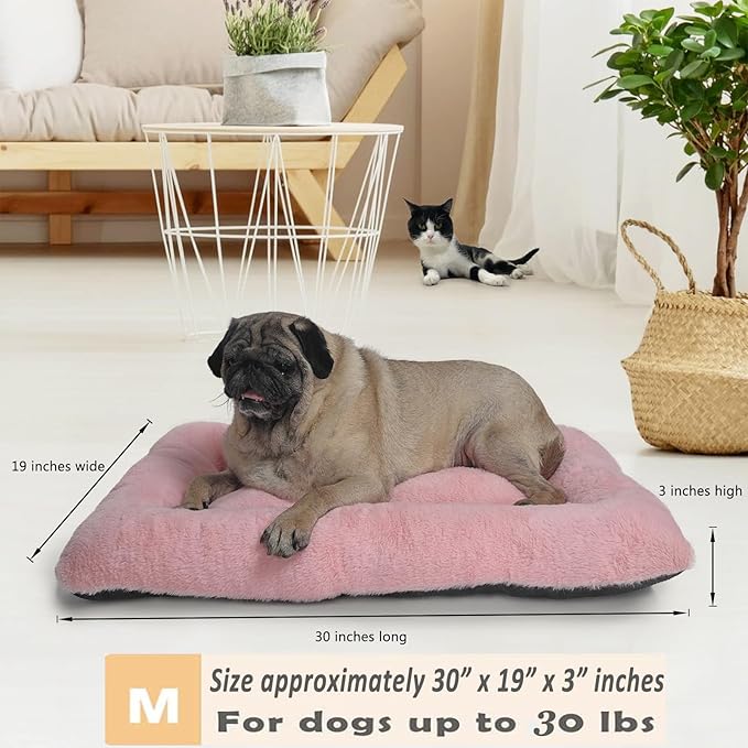 30 Inch Dog Crate Bed Pink Soft Cozy 30x19 Dog Crate Bed Bottom Anti Slip,Deluxe Plush Dog Crate Bed Washable,Fluffy Breathable Cute Dog Kennel Beds for Crates Fit Pet up to 30 lbs