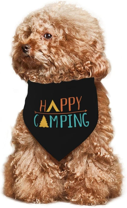 Happy Camper Summer Dog Bandana，Adorable puppy accessory for The avid camper ，Pet Neckerchief for Pets Daily Wear Photo Prop Party Supplies,Funny Cute Dog Bandana (Colored)