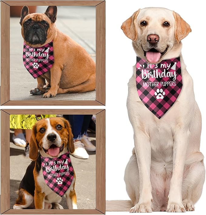 It's My Birthday Mother Puppers Pink Dog Bandana