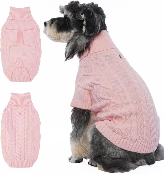 Small Dog Sweater, Fall Puppy Sweaters Boys Girls, Knit Dog Sweatershirt with Harness Hole, Halloween Sweater for Small Dogs, Thick Pullover Doggie Costumes for Toy Poodle, Yorkie, Pink S