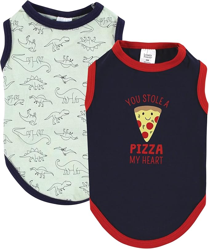 Luvable Friends Dog Pet Dog and Cats Cotton T-Shirts 2pk