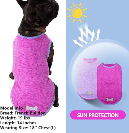 KYEESE 2 Pack Dog Shirts Quick Dry Soft Stretchy Dog T-Shirts with Reflective Label Tank Top Sleeveless Vest Sun Protection Dog Clothes for Small Medium Dogs