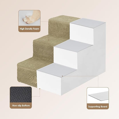 EHEYCIGA Dog Stairs for Small Dogs 13.5" H 3-Step Dog