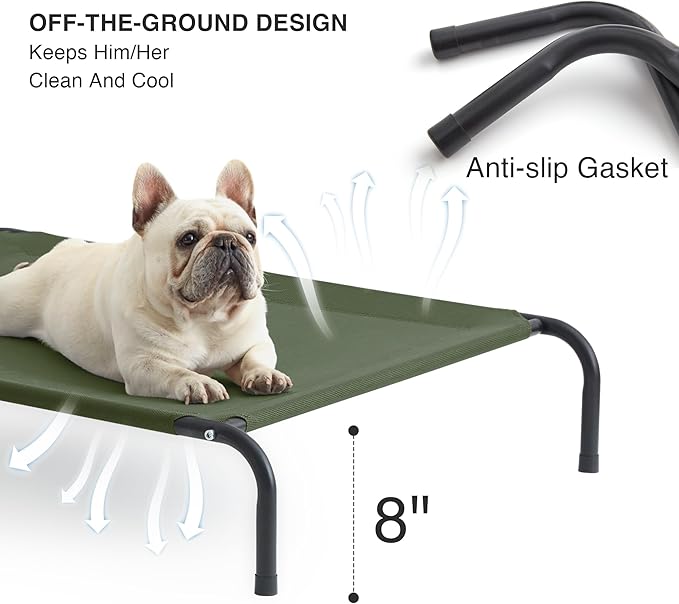 Love's cabin Elevated Cooling Dog Bed for Medium Dogs Green,43 inches