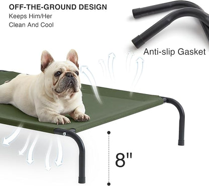 Love's cabin Elevated Cooling Dog Bed for Medium Dogs Green,43 inches