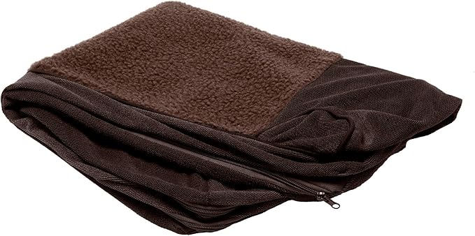 Furhaven Replacement Dog Bed Cover Sherpa & Chenille Sofa-Style, Machine Washable - Coffee, Medium