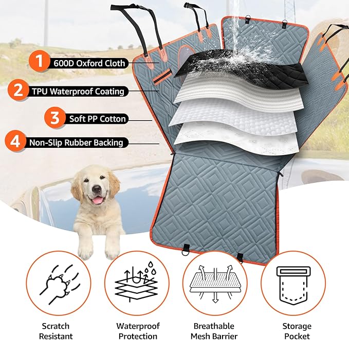 LOOBANI Dog Car Seat Cover 54" W 58" L