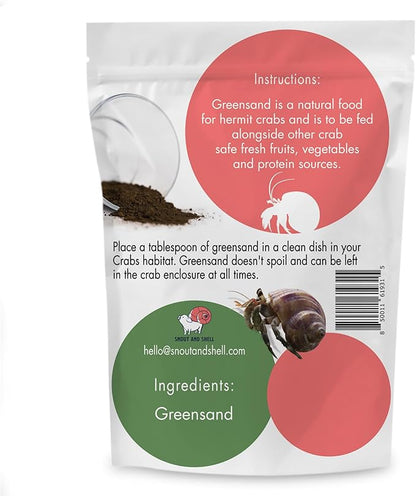 Snout and Shell Organic Pet Hermit Crab Greensand Food Supplement & Worm Castings (Greensand)