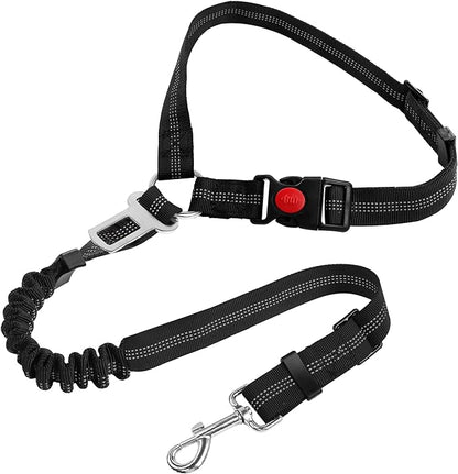 Retractable Adjustable 3-in-1 Pets Car Seat Belt with Elastic Bungee Buffer