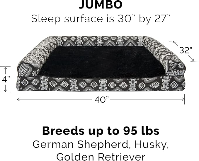 Furhaven Replacement Dog Bed Cover Plush & Southwest Kilim Décor Sofa-Style