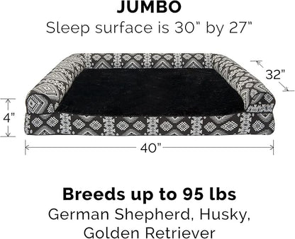 Furhaven Memory Foam Dog Bed for Large Dogs w/ Removable Bolsters & Washable Cover 95 lbs