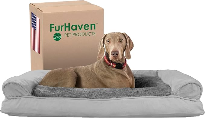 Furhaven Pillow Dog Bed for Large Dogs w/ Removable Bolsters & Washable Cover